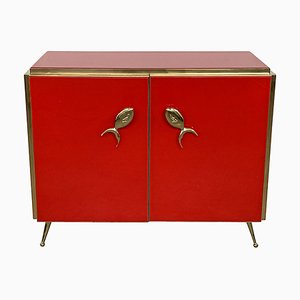 Sideboard with Two Doors in Red Murano Glass, 1980s