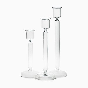 Luna Candleholders in Clear Blown Glass by Aldo Cibic for Paola C., Set of 3