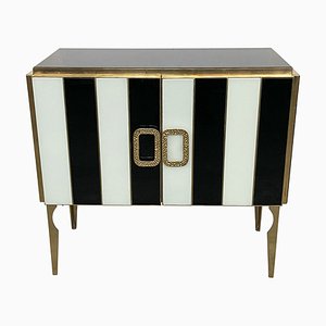 Sideboard in Black and White Murano Glass, 1980s