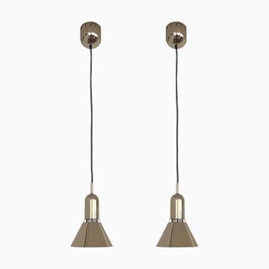 Long Model T-1142 Dorado Pendant Lights from Estiluz, Barcelona, 1970s, Set of 2