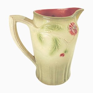 Majolica Pitcher in Brown Yellow and Green Colors, France, 1900s