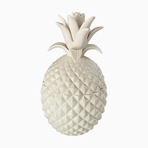 Ananas Eiskübel aus glasierter Keramik mit Deckel, 20. Jh.