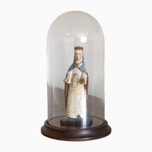 Figura devocional de la Virgen y el niño de cúpula de vidrio