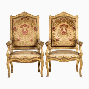 Rengency French Giltwood Armchairs, Set of 2