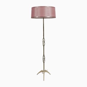 Lampadaire Tripode Mid-Century avec Parapluie Couleur Saumon, Autriche, 1950s