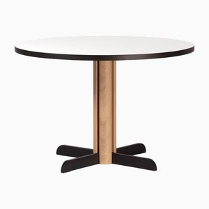 Toucan Round Table in White and Natural Oak by Anthony Guerrée for Kann Design