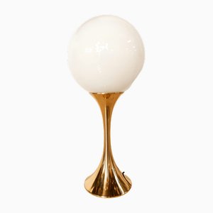 Lámpara vintage de latón con esfera de vidrio