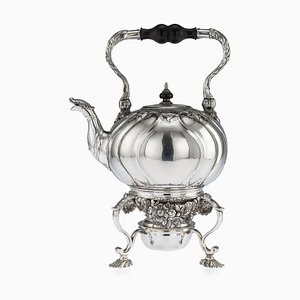 Antique Imperial Russian Silver Tea Kettle on Stand, 1761
