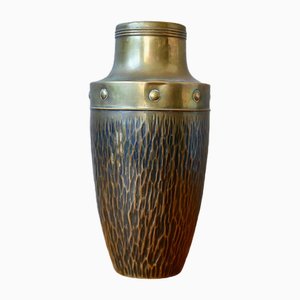 Large Oblong Brass Vase, 1920s