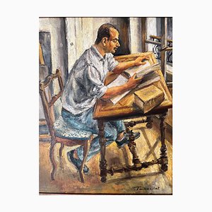 Vincent Tailhardat, The Writer, 1990s, Huile sur Toile