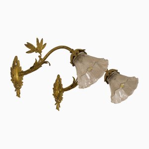 Jugendstil Wandlampen aus Goldener Bronze, 1890er, 2er Set