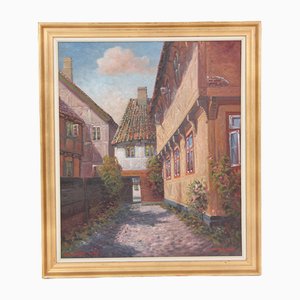 Kurt Werner Adsersen, Motiv aus Ribe, 1950s, Oil on Canvas, Framed