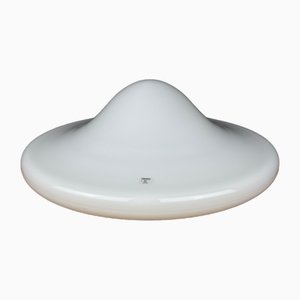 Lampada da soffitto o da parete in vetro di Murano bianco, Italia, anni '70