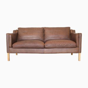 Dänisches Mid-Century 2,5-Sitzer Sofa aus Cognacfarbenem Leder von Stouby, 1960er