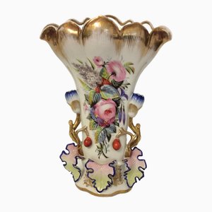 Vase Louis Philippe En Porcelaine Décoré À La Main Début 19ème Siècle