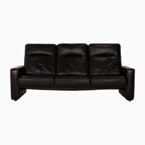 Leather Three-Seater Black Sofa from Laauser