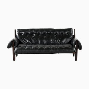 Sofa in Jacaranda and Leather attributed to Sergio Rodrigues, 1957