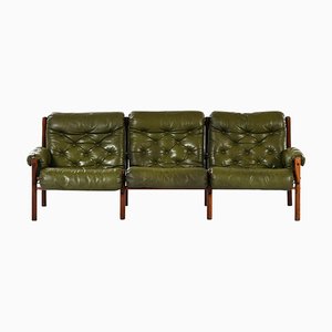 Sofa in Beech and Leather attributed to Arne Norell, 1960s