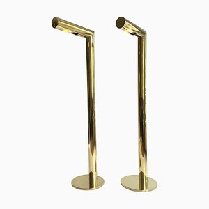 Minimalist ScandinavianBrass Floor Lamps attributed to Jonas Hilde, 1980s