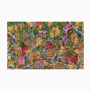 Guillaume Cornet, Bright Side Neighborhood, Tinte auf Papier, 2023