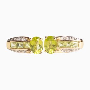 Vintage 14k Yellow and White Gold Peridot and Diamond Earrings, 1970s, Set of 2