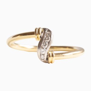 Vintage Ring aus 18 Karat Gelb- und Weißgold mit Diamanten im Brillantschliff, 1940er