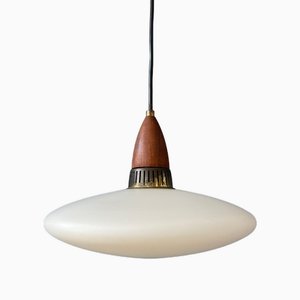 Milk Glass Pendant Light in the style of Philips, 1970s