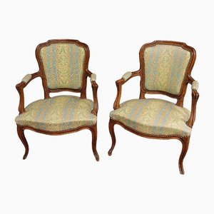 Late 19th Century Louis XV Style Walnut Armchairs, Set of 2