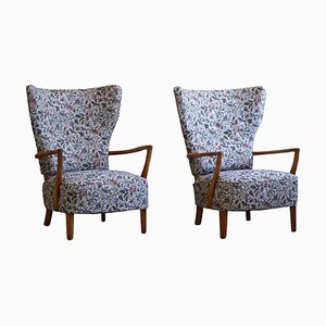 Moderne dänische Sessel aus Eiche im Stil von Viggo Boesen, 1950er, 2er Set