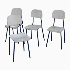 Blue and White Chairs, 1960s, Set of 4