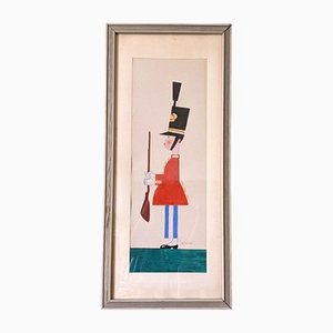 The Royal Guard, 1950s, Watercolor & Gouache, Framed