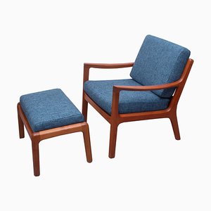 Armchair & Footstool in Teak by Ole Wanscher for Cado, 1965, Set of 2