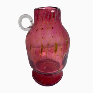 Cranberry Art Glass Vase with Handle by Erwin Eisch Pfauenauge Collection, 1970s