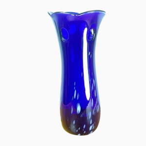 Vase Mid-Century en Verre Coloré Bleu, 1960s