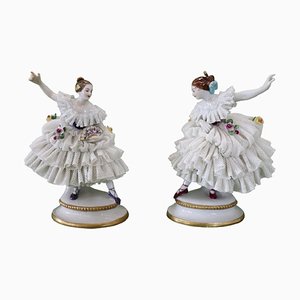 Esculturas antiguas de porcelana de Capodimonte, siglo XIX. Juego de 2