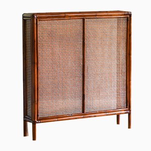 Bamboo and Vienna Straw Radiator Cover with Leather Binding