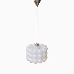 Mid-Century Modern White Opaline Milk Bubble Glass Hanging Lamp by Helena Tynell for Flygsfors, 1960s
