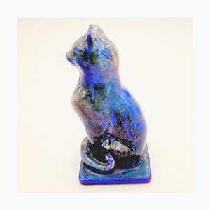 Figura de gato vintage de cerámica de Rambersvillers, años 40