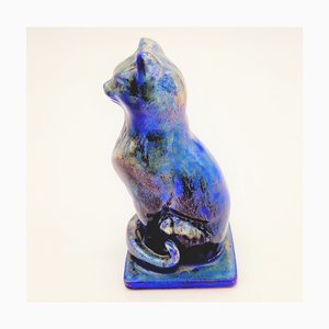 Statuetta a forma di gatto vintage in ceramica di Rambersvillers, anni '40