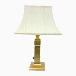 Vintage Hollywood Regency Table Lamp in Gold-Plated Porcelain, 1970s