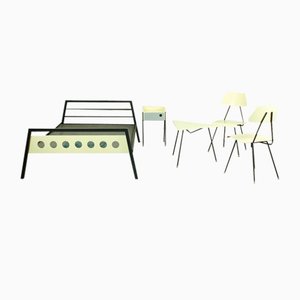 Rob Parry and Emile Truijen Bed, Chairs and Nightstand by Rob Parry for Dico Series Kamer 56, 1950s, Set of 5