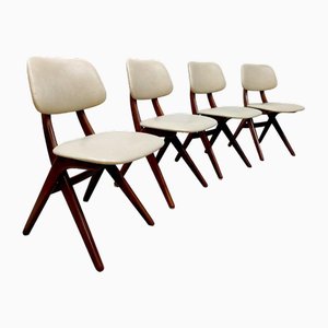 Mid-Century Dutch Scissor Dining Chairs by Webe Louis Van Teeffelen, 1960s, Set of 4