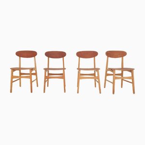Teak Plywood Chairs, the Netherlands, 1950s, Set of 4