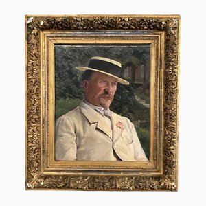 Duvanel, Man with Boater, Late 19th Century, Oil on Canvas, Framed