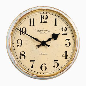 Horloge Murale d'Usine Vintage en Laiton par Synchronome