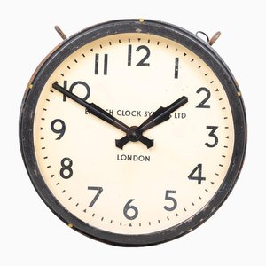 Doppelseitige Vintage Eisenbahnuhr von English Clock Systems