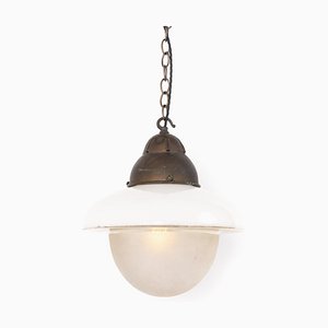 Antique Acorn Pendant Light in Opaline & Frosted Glass