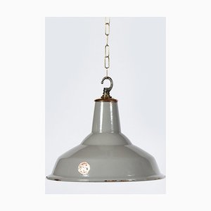 Industrial Grey Pendant Light with Brass