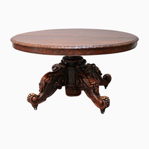 Table de Salle à Manger Ovale Antique en Chêne, France, 1850