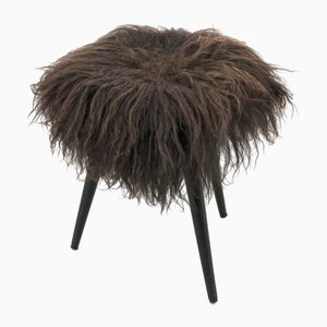 Tabouret Hairy avec Pieds en Bois